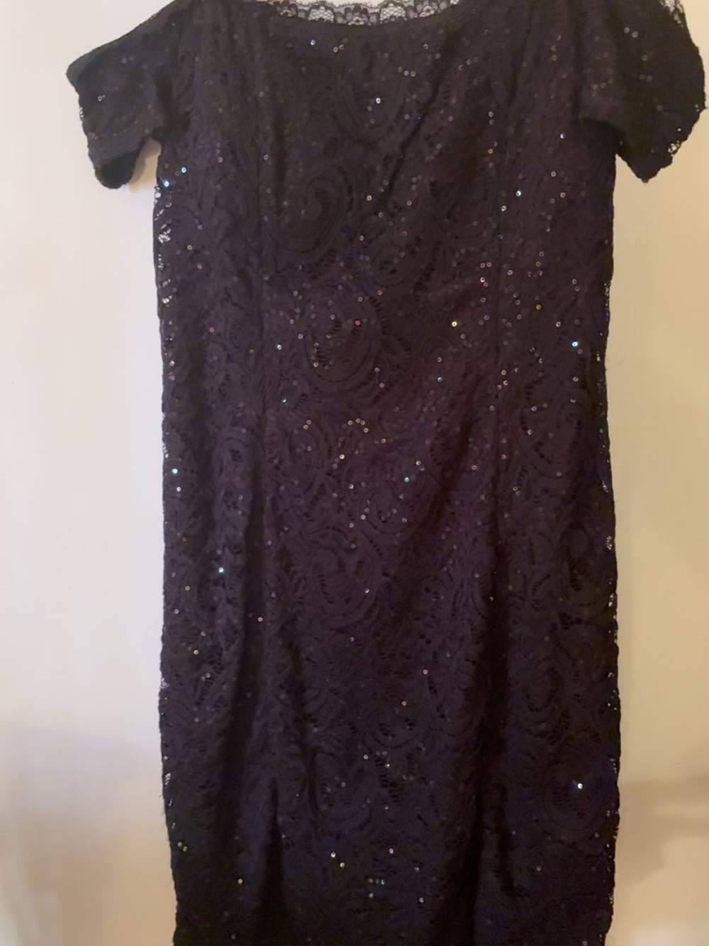 Sequin Hearts Black Lace Midi Dress with Sparkle